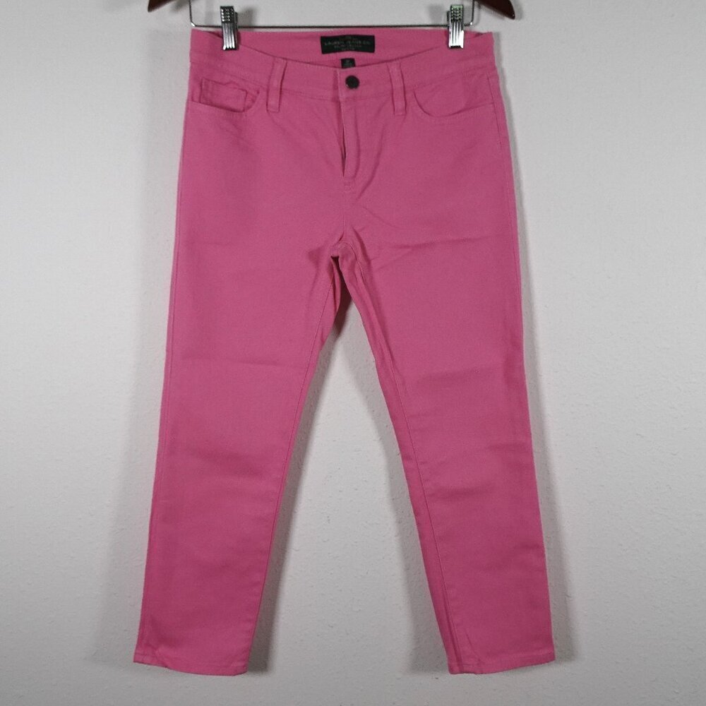 LRL Lauren Ralph Lauren Cropped Jeans Petite Women's 2P Pink Denim Straight Leg